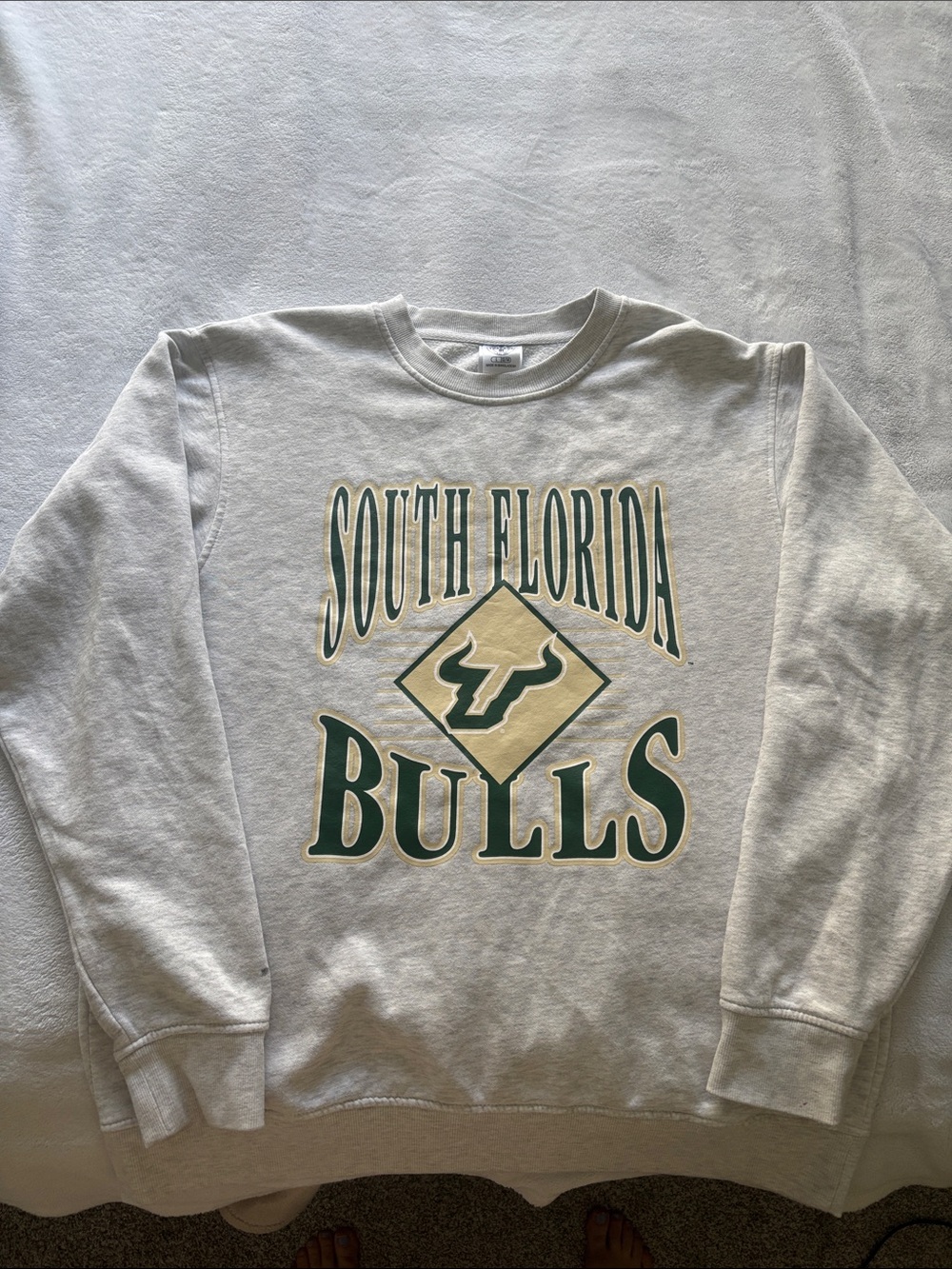 Rivalry Threads Cream Crewneck with Green & Gold South Florida Bulls Graphic